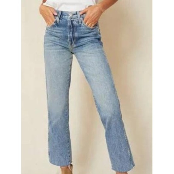 AMO Denim - AMO Loverboy NWT Straight Leg Jeans Loved Wash Raw Hem Size 26